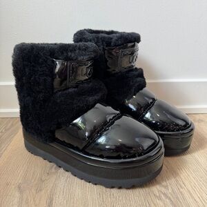 UGG Chillapeak Shine Patent Fur Platform Booties EU 37/US 6‎ NEW